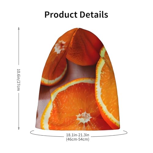YANYU Fresh Orange Fruit Print Soft Beanie Winter Hat Warm Thermal Cap Headwear for Snow Play Outdoor Activities