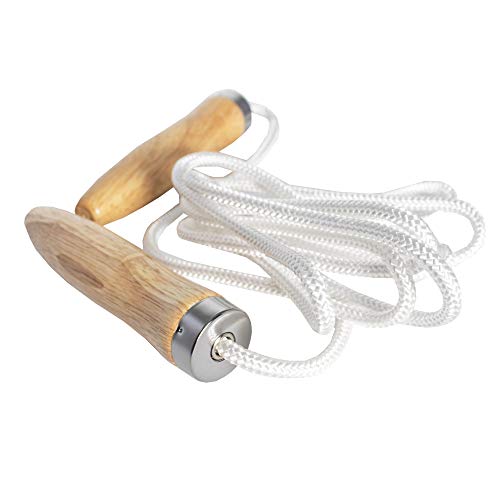 Cannon Sports White Jump Rope with Wooden Weighted Handles for Home Gym, Workout, & Fitness Travel (8.5 FT)