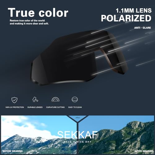 SEKKAF Polarized Sports Sunglasses for Men Women, UV Protection Lightweight Sun Glasses Running Cycling, Non-Slip Nose Pads