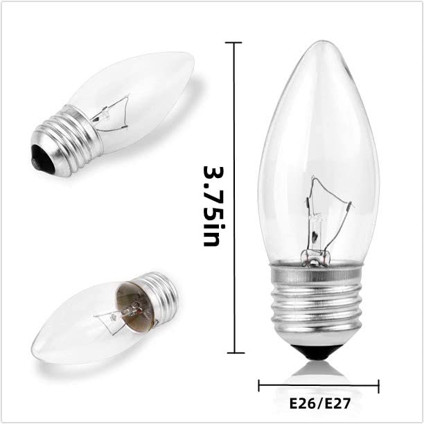 60W Incandescent Torpedo Tip Chandelier - 60W Equivalent Medium E26 Candelabra, TipIncandescent Clear Dimmable Light Bulbs and Medium E26 Base-ge Light Bulbs 60 watt(6PACK)