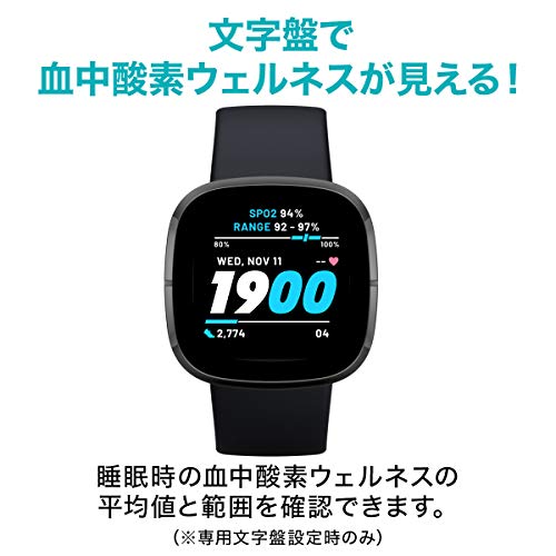 Fitbit Versa 3 Health & Fitness Smarwtach with GPS, 24/7 Heart Rate, 6+ Days Battery, Midnight Blue/Gold, One Size (S & L ...