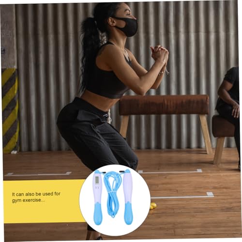 Luxshiny Smart Counting Jump Rope for Adults Steel Wire Skipping Rope with Digital Counter Blue Long Length for Home and O...