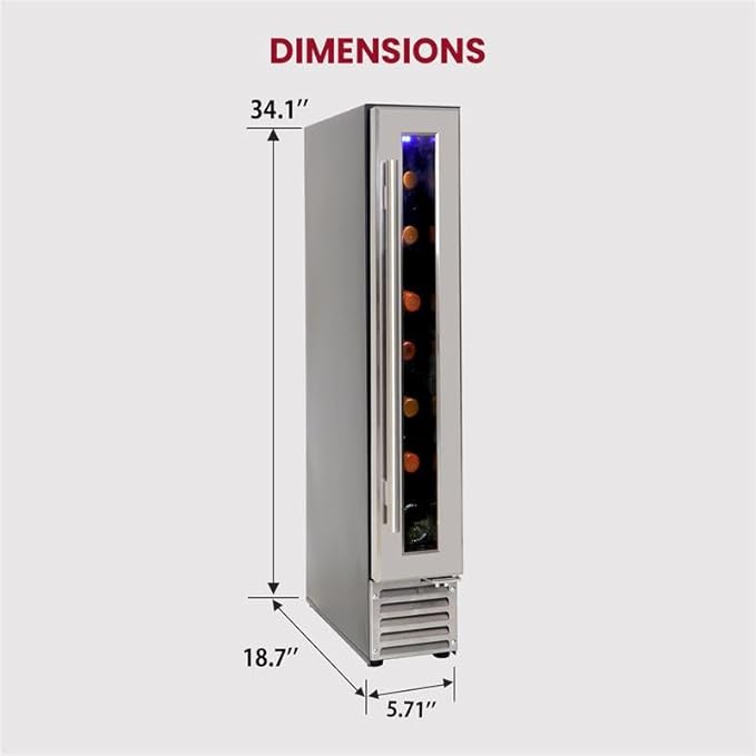 Koolatron 7 Bottle Wine Fridge – Freestanding Wine Cooler with Glass Door, 0.6 cu. ft (18L), Beverage Can Refrigerator, Digital Temperature Control, Ideal for Red, White & Sparkling Wine, Champagne