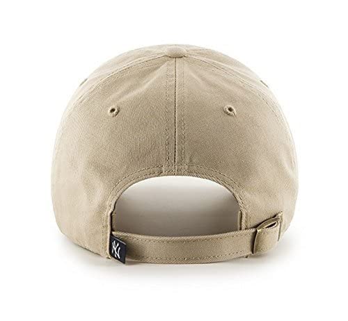 47 Brand MLB Khaki Primary Logo Clean Up Adjustable Strap Baseball Dad Hat Cap, Adult One Size Fits All