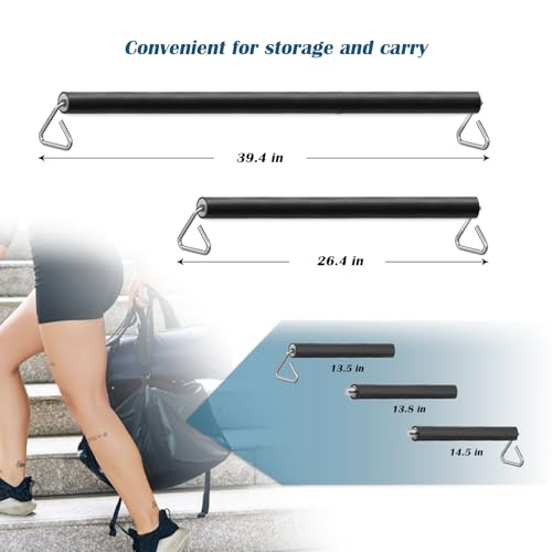 Prebene Resistance Band Bar, 26.4in or 39.4in, Workout Bar for Fitness, Portable Weightlifting Training, Suit for Home Exe...