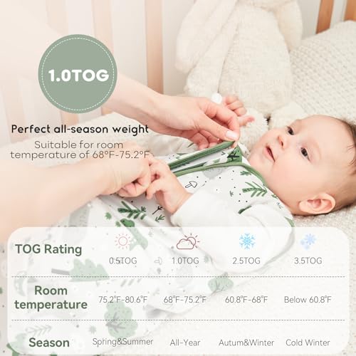 Yoofoss Baby Sleep Sack 12-18 Months TOG 1.0 Baby Wearable Blanket, 2 Pack 100% Organic Cotton Infant Toddler Sleeping Sac...
