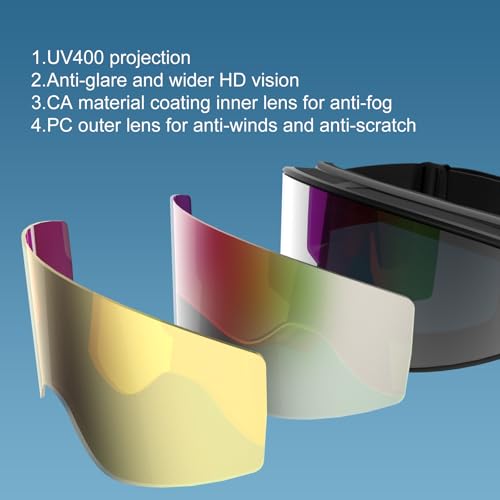 YLKJSWIM Kids Ski Goggles, OTG Snow Goggles, 100% UV Protection Snowboard Goggles for Boys & Girls, Snowmobile, Dog Sledding