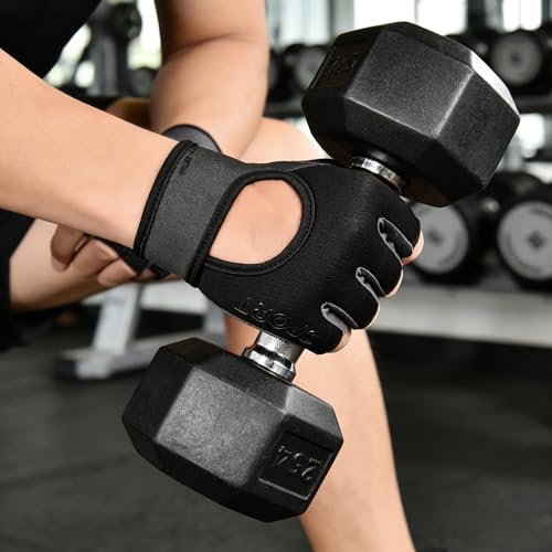 HinyBoeh Workout-Gloves for Men & Women - Fingerless Gym Gloves with Non-Slip Palm Breathable Lightweight for Weightliftin...