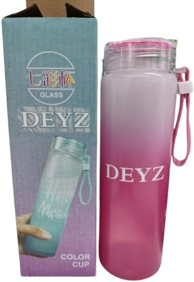 DEYZ Glass Water Bottle 16oz Fitness Drinking Glass Water Bottle PBA Free and Leak Proof Water Bottle Reusable water bottles Sport Water Bottle Gym Drinking Jug Circular Glass water Bottle (Green)