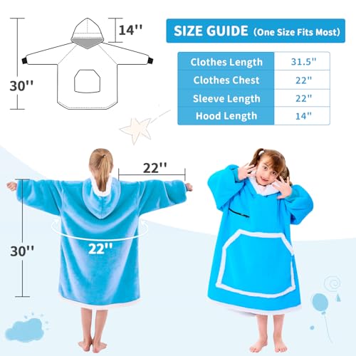 IFNOW Wearable Blanket Hoodie For Kids, Blanket Hoodie For Kids With Hood And Pockets, Girls Oversized Blankets Gift for Boys