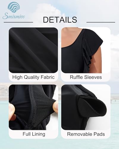Smismivo Women Plus Size Swim Dress One Piece Bathing Suits Built in Shorts Tummy Control Swimdress