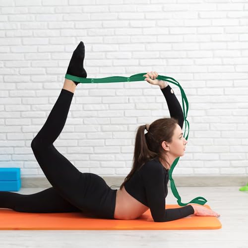 Stretching Strap Yoga Strap Physical Therapy for Home Workout, Exercise, Pilates and Gymnastics, 10 Loops Non-Elastic Stre...