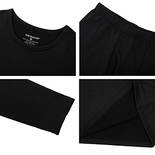 ViCherub Thermal Underwear for Kids Fleece Lined, Boys Long Johns Cold Weather, Base Layers Thermals Set Boy for Skiing