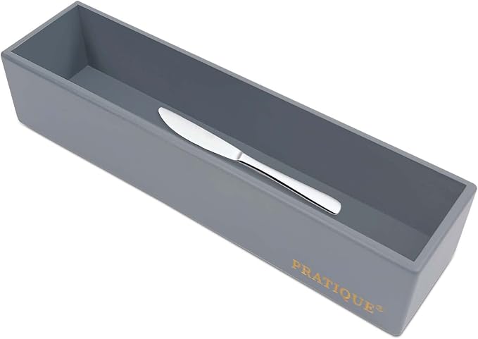 Bamboo Drawer Organizer - Kitchen Utensil Organizer Silverware Tray Cutlery Holder,Office Desk Supplies and Accessories,12 * 3 * 2.6,Grey