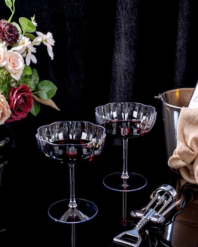 Ciaell 12PCS Plastic Martini Glasses - 10 Oz Elegant Disposable Cocktail Glasses for Champagne Wine Wedding Party Annivers...