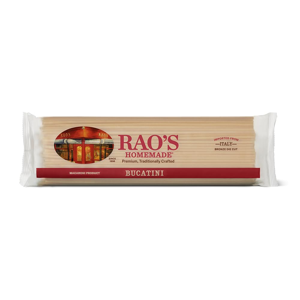 Raos Homemade Bucatini Pasta 16oz Traditionally Crafted enhanced Quality From Durum Semolina Flour Traditional Bronze Die Cut Imported from Italy