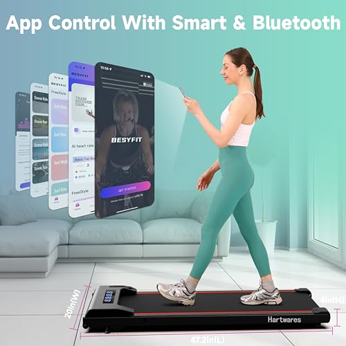 Hartwares Walking Pad Under Desk Treadmill with Incline 4 Level-9%, 2.5HP Quiet Treadmills for Home Office Small, Portable...