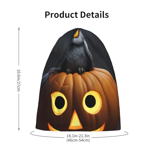 Halloween Owl Ghost Pumpkin 1 Print Beanie Hat Soft Thermal Cap Winter Headwear for Cold Indoor Outdoor Activities Black