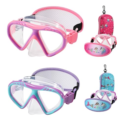 RUIGAO Toddler Swim Goggles Nose Cover,Kids Goggles No Hair Pull,Anti Fog Children Swimming Mask