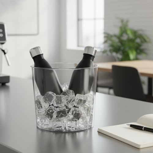 MUKLEI 16 Pack Plastic Ice Bucket, Clear Wine Cooler Bucket for Beer, Champagne,Beverage, Large wine bottle chiller for Pa...