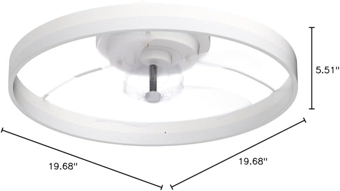 STERREN Ceiling Fans with Lights,20" Low Profile Ceiling Fan with Remote Control, Modern Flush Mount Ceiling Fan,White Fan Light for Bedroom, Living Room,Kitchen,Small LED Ceiling Light Fixture