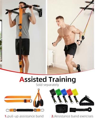 Abahub Wall Mounted Pull Up Bar, Multi-Grip Chin-Up Bar for Home Gym Workout, Drill-installed, Heavy-Duty & Stable Trainin...