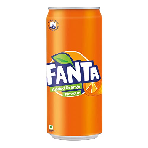 Fanta Orange Flavored Cold Drink | Soft Drink With Added Orange Flavour | Delicious Orangey Flavor| Recyclable Can, 300 Ml