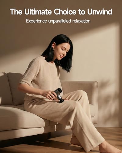 HEYCHY Mini Massage Gun with Heat, Deep Tissue Massage Gun, Portable Percussion Muscle Massager with 4 Massage Heads for A...