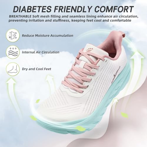 Women's Orthopedic Diabetic Wide Running Shoes: Comfortable Casual Arch Support Plantar Fasciitis Fashion Sneakers, High A...