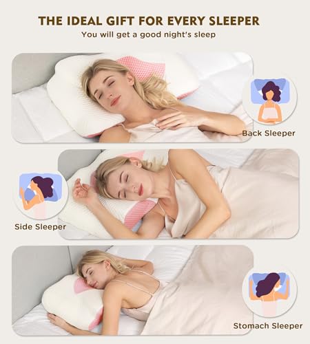 Osteo Cervical Pillow for Neck Pain Relief, Hollow Design Odorless Memory Foam Pillows with Cooling Case, Adjustable Ortho...