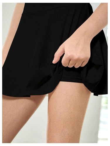 WDIRARA Girl's Workout Outfits Crisscross Crop Tank Top and Flare Skort Skirt Set