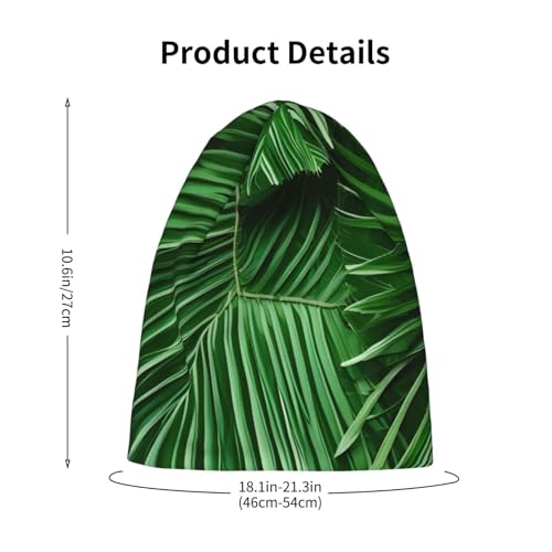 YANYU Cute Green Palm Leaves Print Soft Beanie Winter Hat Warm Thermal Cap Headwear for Snow Play Outdoor Activities