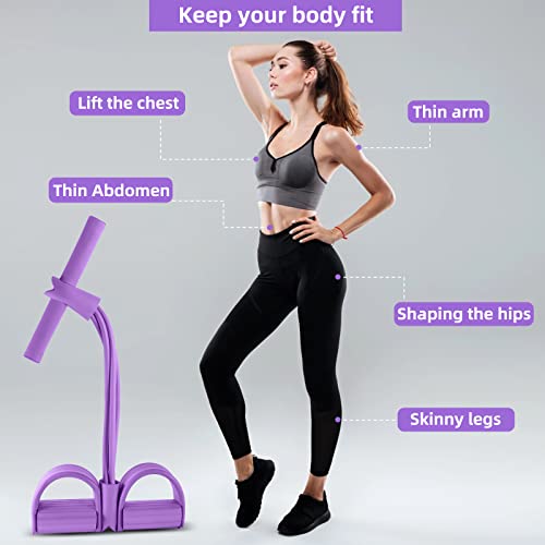 Multi-Function Tension Rope – 4 Tube Resistance Bands with Handles – Sit Up Exercise Equipment Home Gym Tummy Trainer for ...