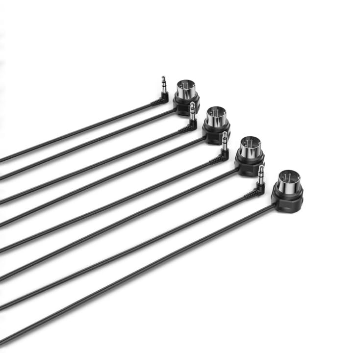 CME TRS MIDI Cable 4-Pack - TRS Type A (3.5mm - 1/8 ) to 5-pin DIN, 3FT / 90CM, Low-Profile - Right Angle Ultra-Thin Plugs for