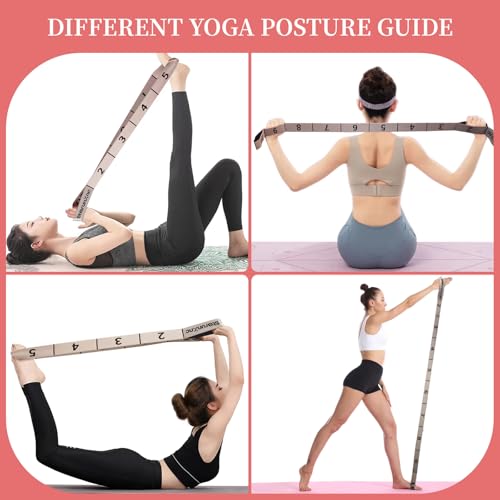 Yoga Stretch Strap for Flexibility, 2 Pack – 10 Loops Stretching Strap for Yoga, Pilates & Physical Therapy, Elastic Non-S...