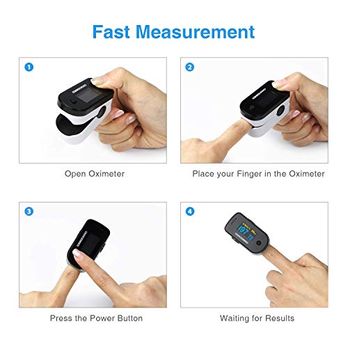 CHOICEMMED Black Dual Color OLED Finger Pulse Oximeter - Blood Oxygen Saturation Monitor with Color OLED Screen Display an...