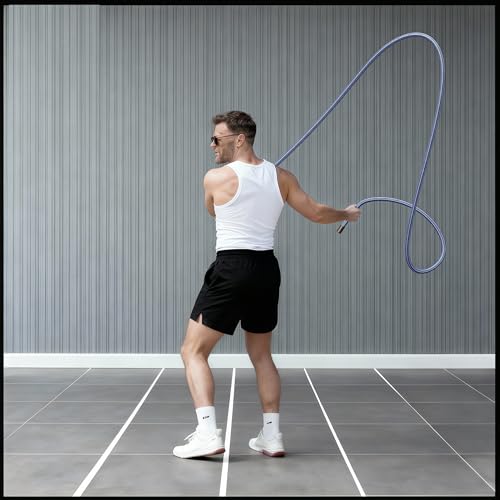 Flow Rope Exercise Jump Rope – 1.5lb Weighted Flow Jump Rope for Cardio, Boxing, HIIT & Upper Body Fitness – Adjustable Do...