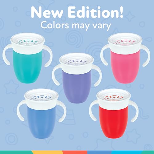 Nuby Wonder Cup with 360 Smart Edge Silicone Rim - Two-Handle Design - (2-Pack) 5 oz - Red/Blue