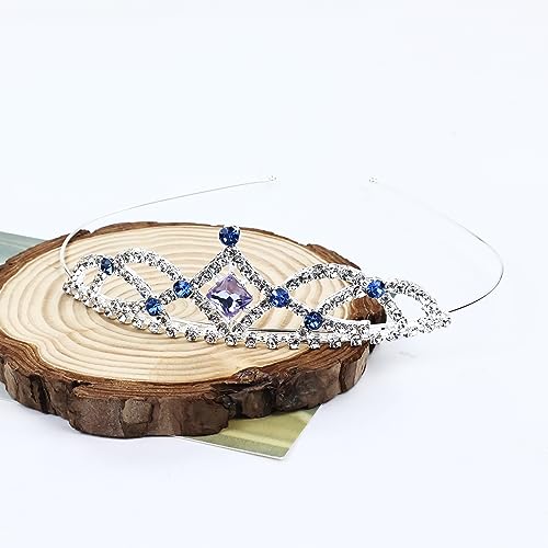 Cinaci 8 Pieces Princess Colorful Dazzling Crystal Rhinestone Silver Metal Tiara Crown Headbands Wedding Birthday Party Pr...