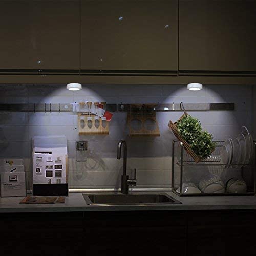 WRalwaysLX Remote Control LED Cabinet Light, Cool/Warm Adjustable, 6-Pack, White, Operates on 3x1.5V AA Batteries (Not Included)