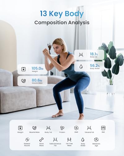 RENPHO Smart Scale for Body Weight, and Body Fat Scale for BMI, Body Fat, Muscle Mass with Large VA Dispaly