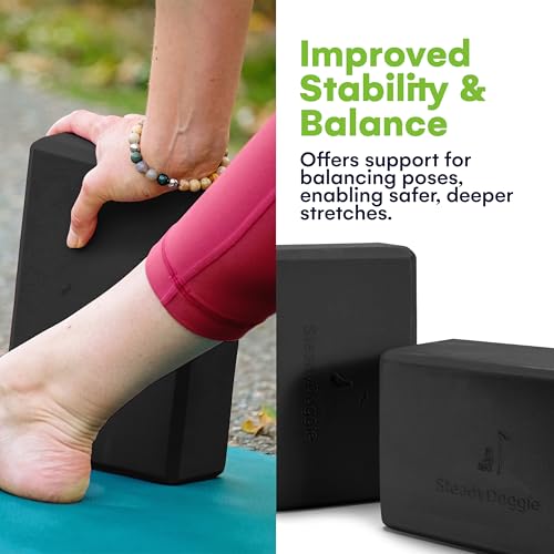 Steady Doggie Premium Yoga Blocks - Made from High-Density Foam - Non-Slip, Lightweight - Suitable For Yoga, Pilates, Medi...