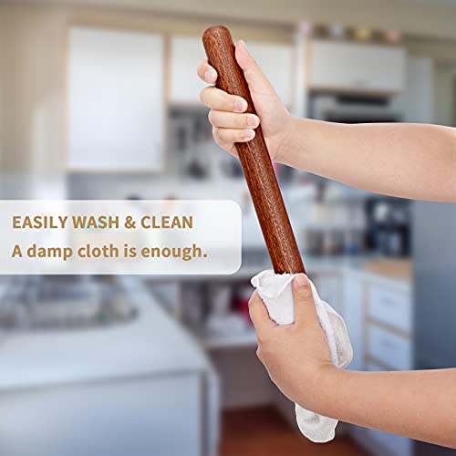 Aisoso French Rolling Pin, 17.7 Inches Wood Rolling Pin for Baking Extra Long Thickened, Classic Wooden Dough Roller for F...