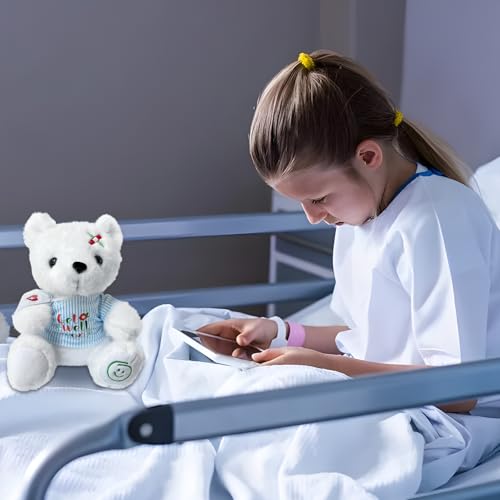 Ziyutam Get Well Soon Stuffed Animal, Get Well Bear Plush with Gift Box for Kids, Soft White Teddy Bear Gifts for Boy and ...