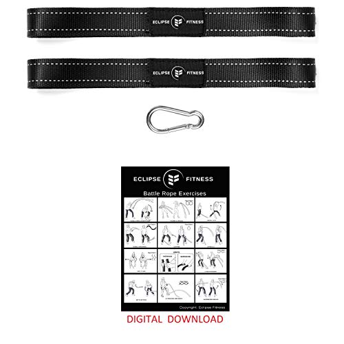 Battle Rope Anchor Strap Kit | Heavy Duty Reinforced Nylon | Easy and Fast Setup | Stops Rope Damage | Stainless Steel Car...
