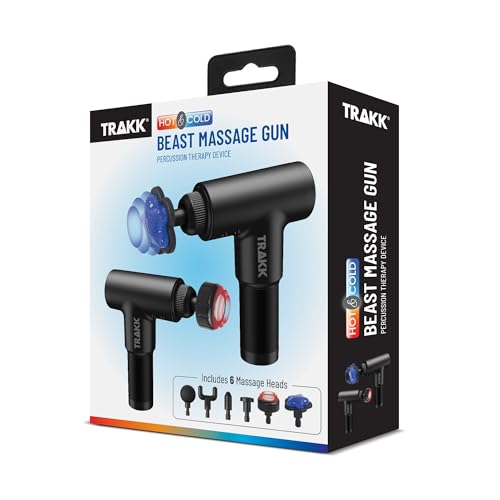 TRAKK Beast Cordless Hot and Cold Percussion Massager, 6 Intensity Levels, Deep Tissue Massage Gun, Black