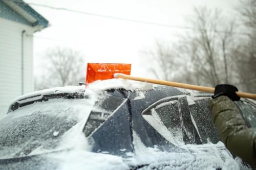Snow Rake/Snow Broom with Pole - 48” Pole with 18" Head. - Auto Dealer Quality Shuttsco USA! #105 Commercial Grade