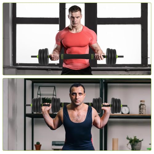 Adjustable Dumbbell Set, 44Lbs 4-in-1 Free Weight Set with Connector, Converts to Barbell, Kettlebell & Push-Up Stand, Hom...