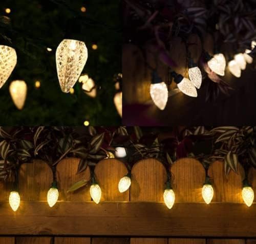 Kaq 2Pk 100Led Warm White C9 Christmas Lights Waterproof Indoor Outdoor 98Ft Extendable C9 String Lights Plug In With 13 Lighting Modes Christmas Decorations For Party Patio Outside Yard Decor