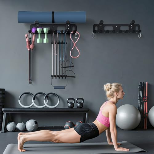 KHAMAL Multi-Purpose Gym Equipment Storage Rack for Resistance Bands - Gym Wall Storage for Exercise Bands, Yoga mat, Jump...